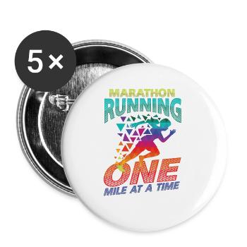 Marathon, One Mile At A Time Marathon - Buttons large 2.2''/56 mm (5-pack) - white - Front