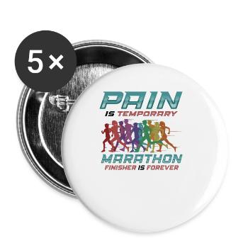 Marathon finisher, is a marathon runner forever - Buttons large 2.2''/56 mm (5-pack) - white - Front