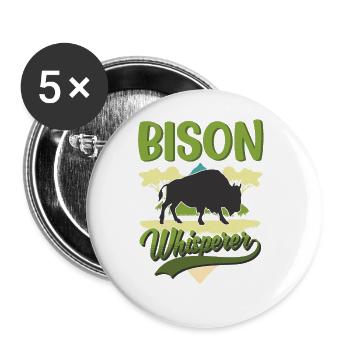 Büffelflüsterer Büffel Flüsterer Wasserbüffel - Buttons groß 56 mm (5er Pack) - Weiß - Vorne