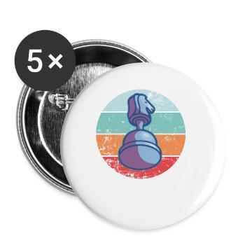 Vintage Chess Piece Retro Chess Piece - Buttons large 2.2''/56 mm (5-pack) - white - Front