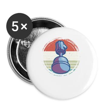 Vintage Chess Piece Retro Chess Piece - Buttons large 2.2''/56 mm (5-pack) - white - Front