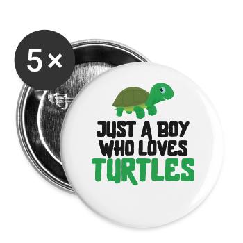 Sea Turtle Tortoise Just A Boy Who - Buttons groß 56 mm (5er Pack) - Weiß - Vorne
