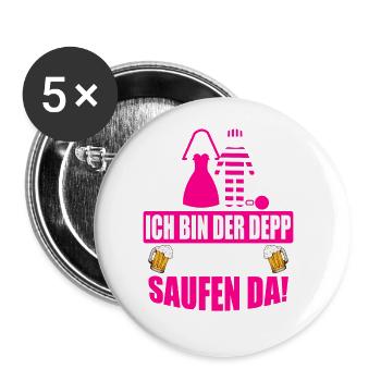 Junggesellenabschied Poltern Polterabend JGA - Buttons groß 56 mm (5er Pack) - Weiß - Vorne
