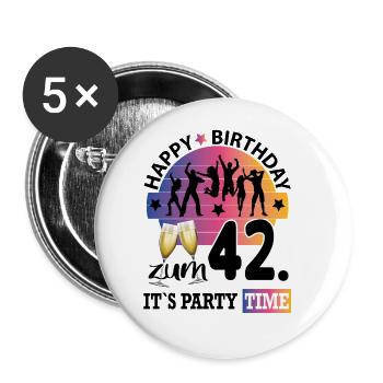 Geburtstag 42 Party People Fete Dancing Tanzen - Buttons groß 56 mm (5er Pack) - Weiß - Vorne