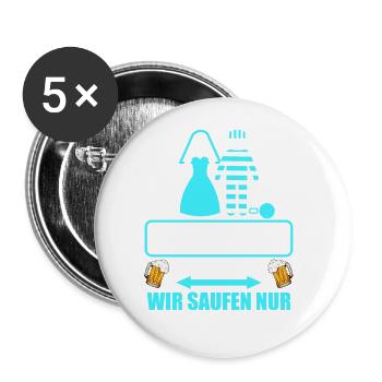 Junggesellenabschied Poltern Polterabend JGA - Buttons groß 56 mm (5er Pack) - Weiß - Vorne