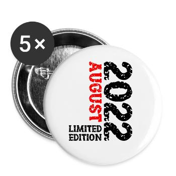 2022 August Limited Edition 1. Geburtstag Outfit - Buttons groß 56 mm (5er Pack) - Weiß - Vorne