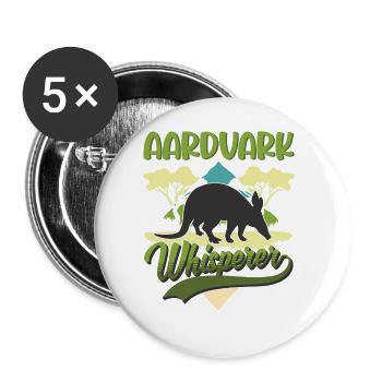 Erdferkel Flüsterer Aardvark Whisperer - Buttons groß 56 mm (5er Pack) - Weiß - Vorne