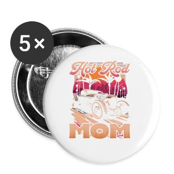 Hot Rod Mom, Retro Muscle Car Womens Hot Rod - Buttons groß 56 mm (5er Pack) - Weiß - Vorne