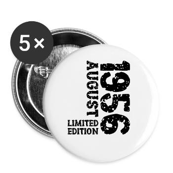 1956 August Limited Edition 67. Geburtstag Outfit - Buttons groß 56 mm (5er Pack) - Weiß - Vorne