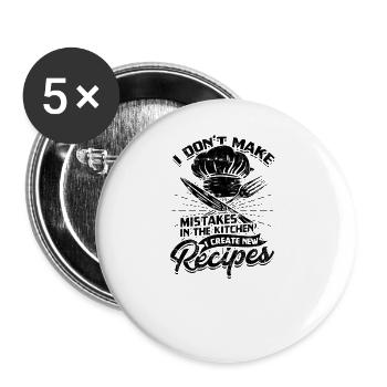 I don't make mistakes in kitchen; I create - Buttons large 2.2''/56 mm (5-pack) - white - Front