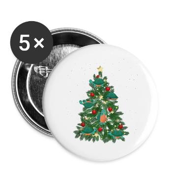 Sea Turtle Tortoise Christmas Tree - Buttons large 2.2''/56 mm (5-pack) - white - Front