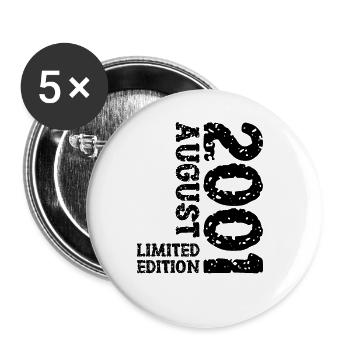 2001 August Limited Edition 22. Geburtstag Outfit - Buttons groß 56 mm (5er Pack) - Weiß - Vorne