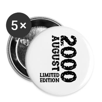 2000 August Limited Edition 23. Geburtstag Outfit - Buttons groß 56 mm (5er Pack) - Weiß - Vorne