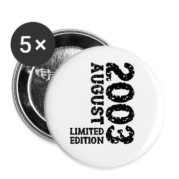 2003 August Limited Edition 20. Geburtstag Outfit - Buttons groß 56 mm (5er Pack) - Weiß - Vorne