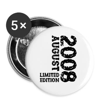 2008 August Limited Edition 15. Geburtstag Outfit - Buttons groß 56 mm (5er Pack) - Weiß - Vorne