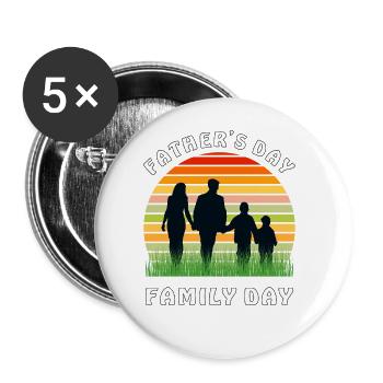 FATHER'S DAY FAMILY DAY - Buttons groß 56 mm (5er Pack) - Weiß - Vorne