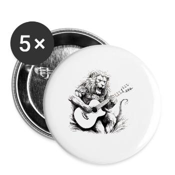 Lion playing guitar - Buttons large 2.2''/56 mm (5-pack) - white - Front