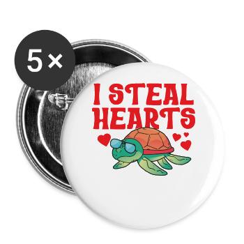 Sea Turtle Tortoise Valentines Day - Buttons large 2.2''/56 mm (5-pack) - white - Front