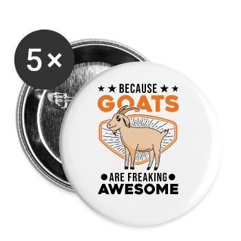 Ziege Ziegenhirte Geschenk - Buttons groß 56 mm (5er Pack) - Weiß - Vorne