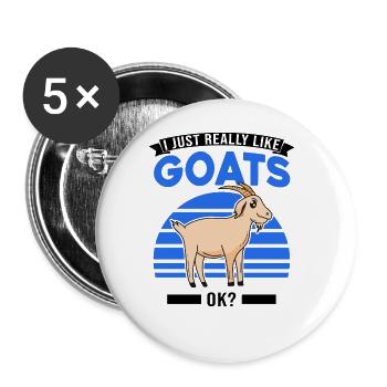 I just like goats, goatherd - Buttons large 2.2''/56 mm (5-pack) - white - Front