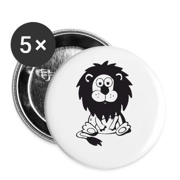 Löwe, süße Zeichnung für Kinder, Illustration, Ges - Buttons groß 56 mm (5er Pack) - Weiß - Vorne