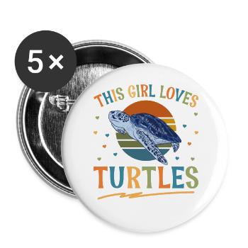 Sea Turtle Tortoise Retro Vintage - Buttons groß 56 mm (5er Pack) - Weiß - Vorne
