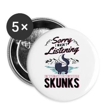 Stinktier Geschenk - Buttons groß 56 mm (5er Pack) - Weiß - Vorne