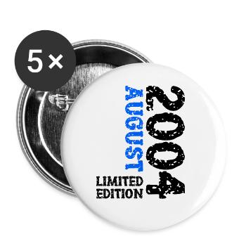 2004 August Limited Edition 19. Geburtstag Outfit - Buttons groß 56 mm (5er Pack) - Weiß - Vorne