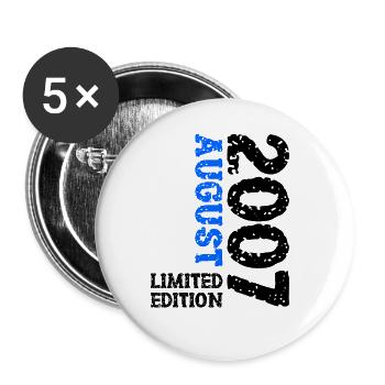 2007 August Limited Edition 16. Geburtstag Outfit - Buttons groß 56 mm (5er Pack) - Weiß - Vorne