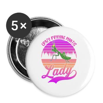 Verrückte Gottesanbeterin Frau - Buttons groß 56 mm (5er Pack) - Weiß - Vorne