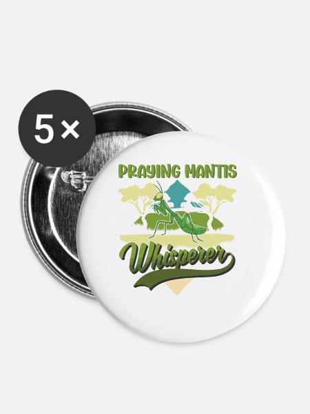 Gottesanbeterin Flüsterer Mantis Fangschrecke - Buttons groß 56 mm (5er Pack) - Weiß