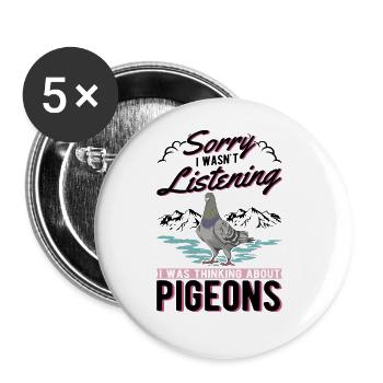Pigeon Gift Pigeon Fancier City Pigeon Carrier Pigeon - Buttons large 2.2''/56 mm (5-pack) - white - Front
