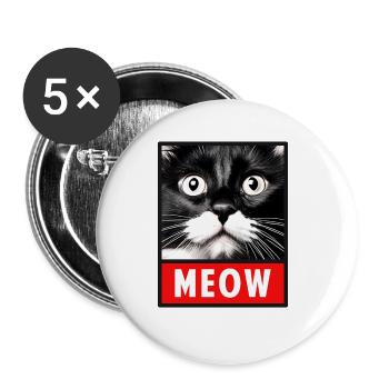 MEOW Meow Mignon Visage de chat - Lot de 5 grands badges (56 mm) - blanc - Devant