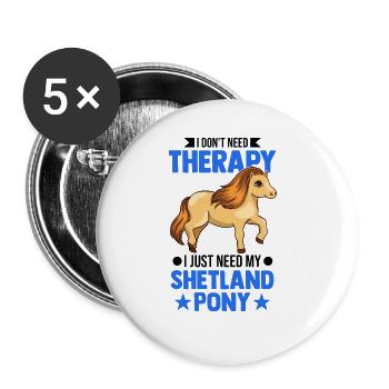 Shetland Pony Thérapie Shetland Pony Shetty - Lot de 5 grands badges (56 mm) - blanc - Devant