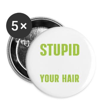 Drôle de coiffeur Cadeau Styliste Coiffeur - Lot de 5 grands badges (56 mm) - blanc - Devant
