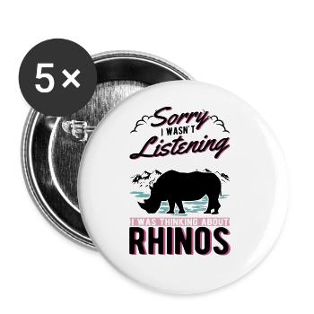 Rhino Gift Rhino Rhinoceros - Buttons large 2.2''/56 mm (5-pack) - white - Front