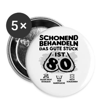 Geburtstag 80 Schonend behandeln Das Stück ist 80 - Buttons groß 56 mm (5er Pack) - Weiß - Vorne