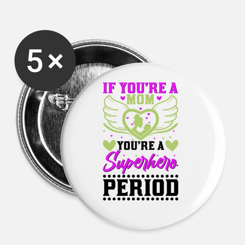 Muttertag Mama Mutter Geschenk - Buttons groß 56 mm (5er Pack) - Weiß