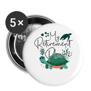 Sea Turtle Tortoise Retired My - Buttons groß 56 mm (5er Pack) - Weiß - Vorne