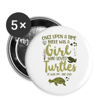 Sea Turtle Tortoise Once Upon A - Buttons large 2.2''/56 mm (5-pack) - white - Front