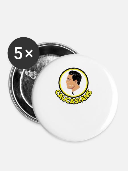 Kaukasier - Ethnische Identität - Buttons groß 56 mm (5er Pack) - Weiß