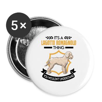 Lagotto Romagnolo Ding Water Dog - Buttons large 2.2''/56 mm (5-pack) - white - Front