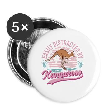 Easily distracted by Kangaroos Kangaroo - Buttons large 2.2''/56 mm (5-pack) - white - Front