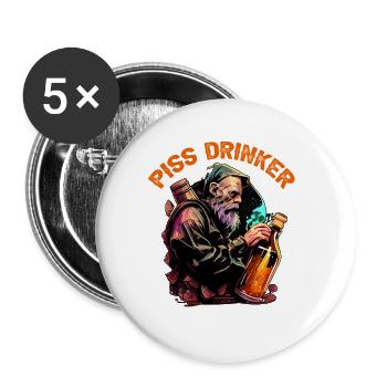 Piss Drinker 35 - Buttons groß 56 mm (5er Pack) - Weiß - Vorne
