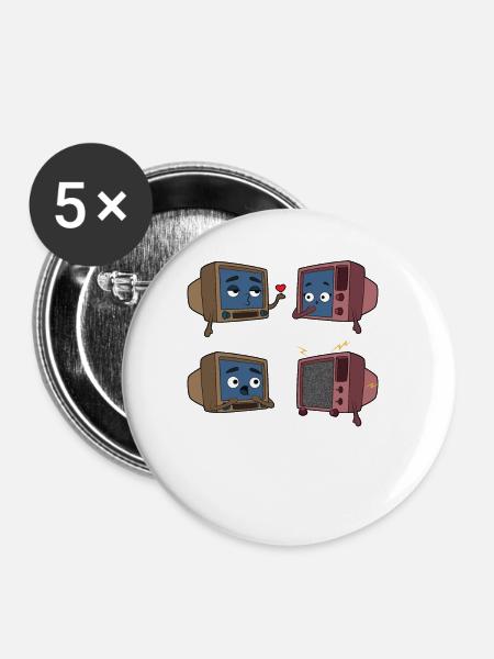 Fernsehen Liebe Paar - Buttons groß 56 mm (5er Pack) - Weiß