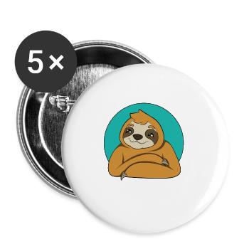Faultier - Buttons groß 56 mm (5er Pack) - Weiß - Vorne