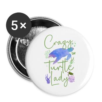 Sea Turtle Tortoise Watercolor - Buttons large 2.2''/56 mm (5-pack) - white - Front