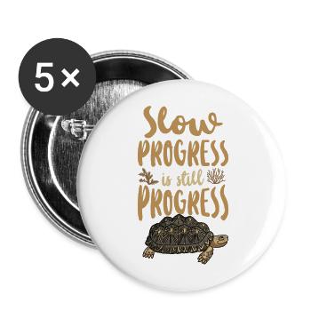 Sea Turtle Tortoise Slow Progress - Buttons groß 56 mm (5er Pack) - Weiß - Vorne