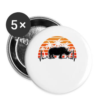 Nashorn Herzschlag Rhino - Buttons groß 56 mm (5er Pack) - Weiß - Vorne