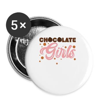 Chocolate Girl Girl - Buttons large 2.2''/56 mm (5-pack) - white - Front